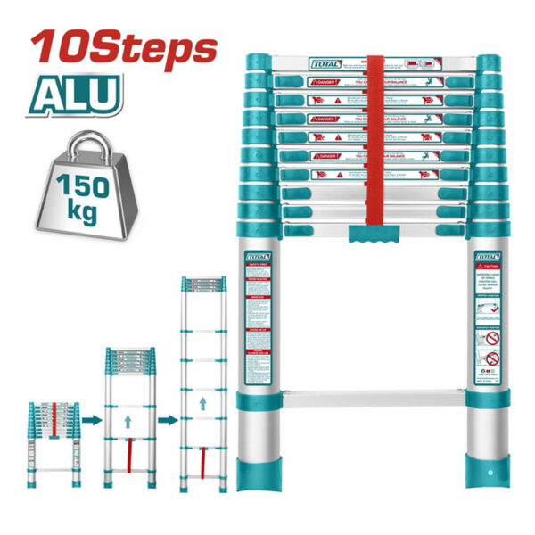 ECHELLE TÉLÉSCOPIQUE 10 MARCHES ALUMINIUM THLAD08101