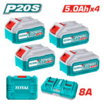 KIT 4 BATTERIE 20V 5AH + CHARGER TFBCL