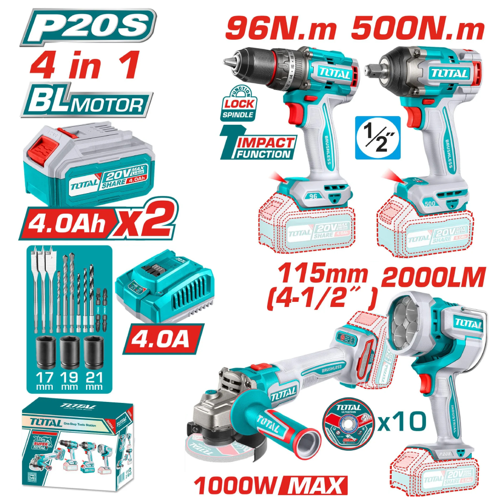 KIT OUTILLAGE 4EN1 20V 2.4AH TOSLI241292
