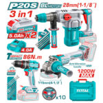 3‑in‑1 20V drill/driver kit with two 5.0Ah batteries, charger, bits, and teal carry case (compact tool set)