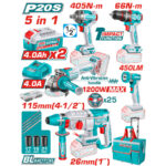 Promotional collage of Total 20V max power tools with batteries, charger, bits, and a carrying bag.