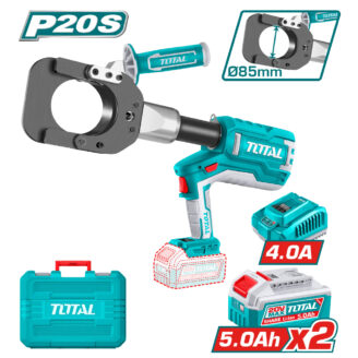 Total P20S cordless drill kit: teal drill with 20V battery, extra 5.0Ah battery, charger, hard case, and bit/adapter accessory.