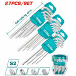 27-piece set of extra-long Allen wrenches in turquoise holders, arranged in a fan